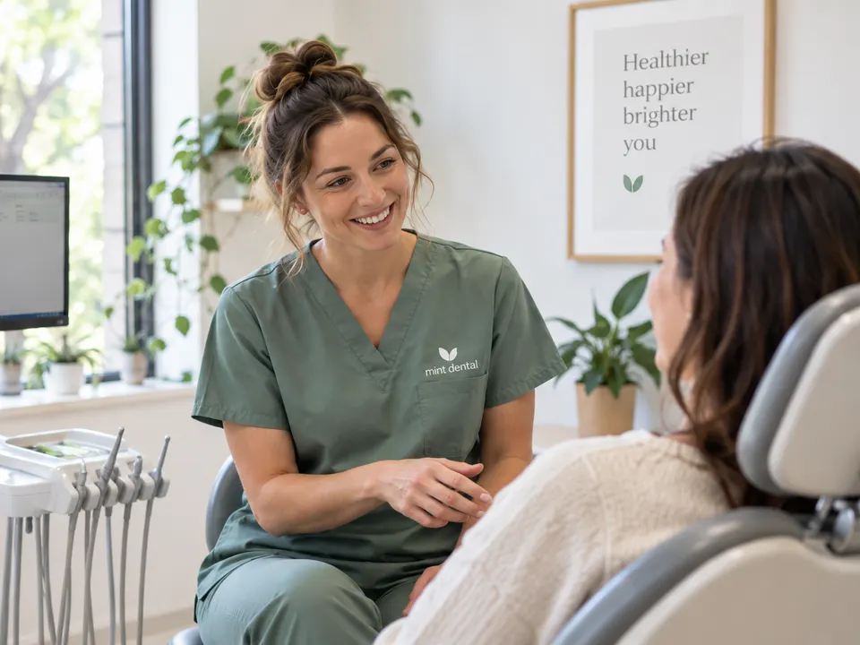 A Mint Dental clinician taking time to listen to her patient