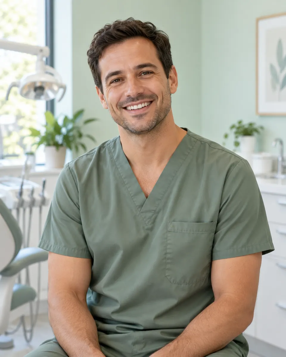 Portrait of Dr. Ethan Cole, a fictional Mint Dental clinician